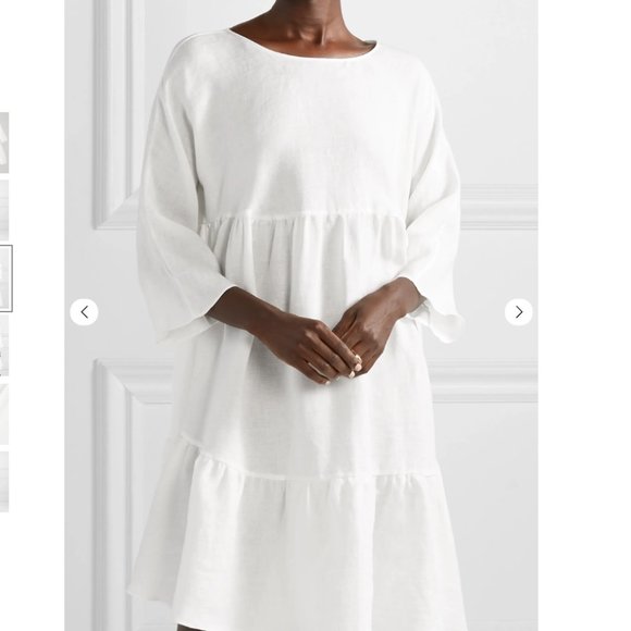 NWOT Mansur Gavriel Oversized Tiered Linen Dress - Picture 2 of 10